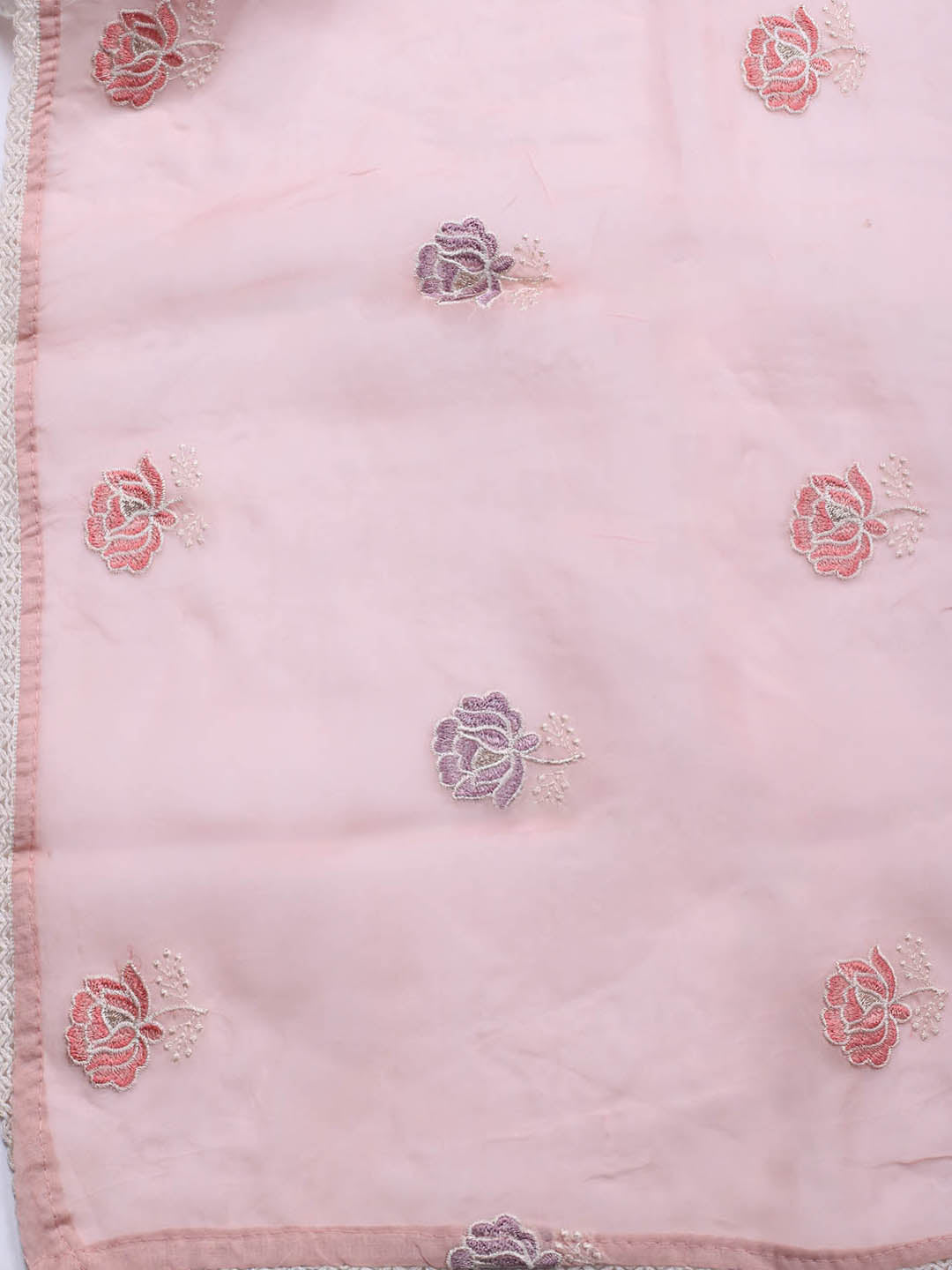 Neck Embroidery Organza Unstitched Suit Piece With Dupatta