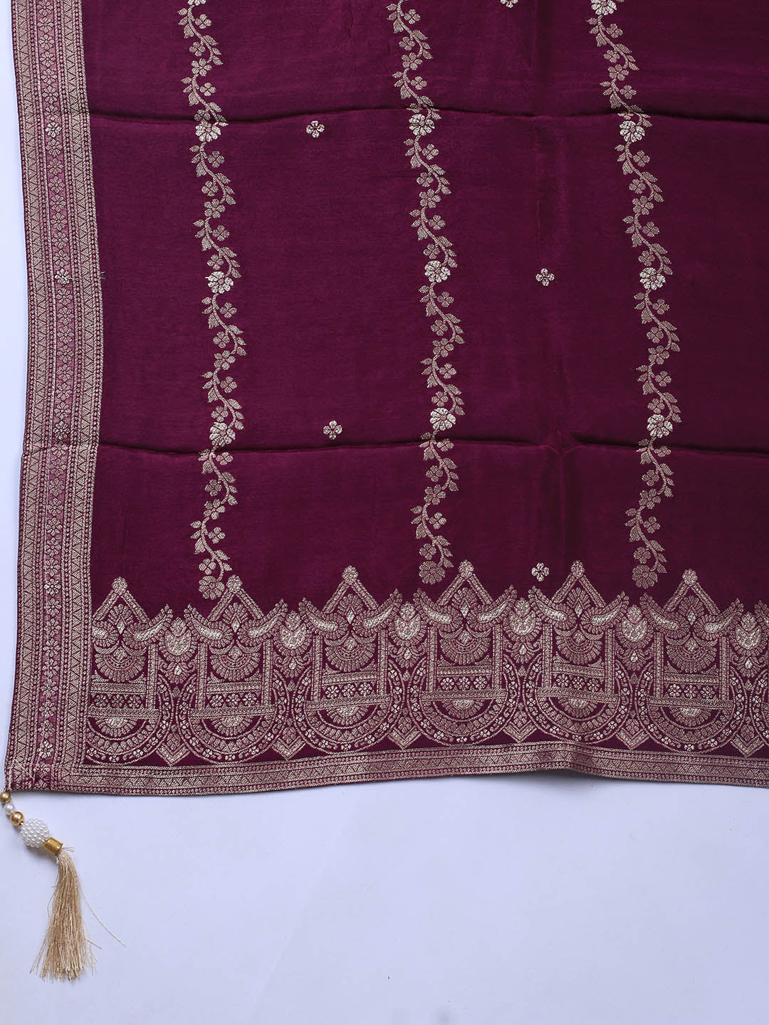 Embroidery Chanderi Unstitched Suit With Dupatta