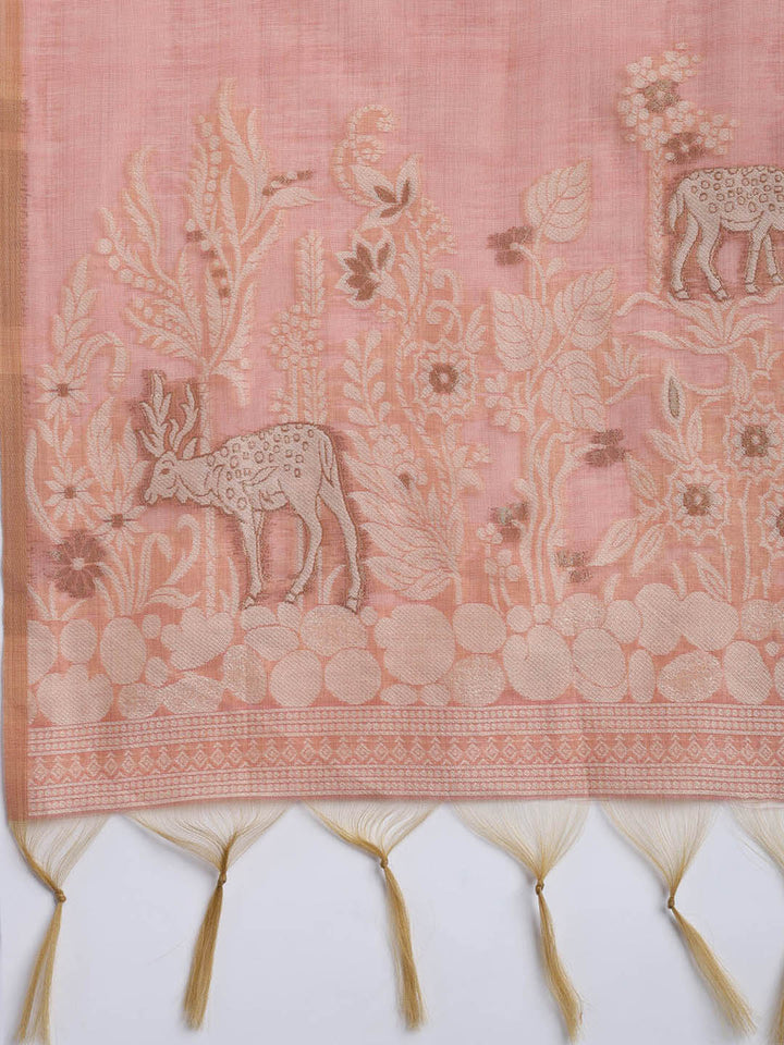 Woven Chanderi Unstitched Suit With Dupatta
