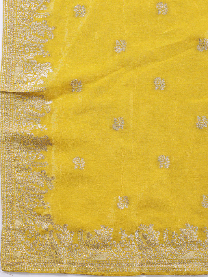 Neck Embroidered Tissue Unstitched Suit With Dupatta