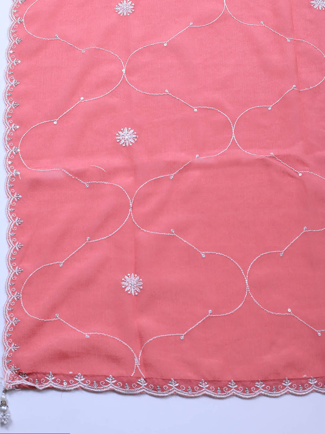 Embroidered Art Silk Unstitched Suit Piece With Dupatta