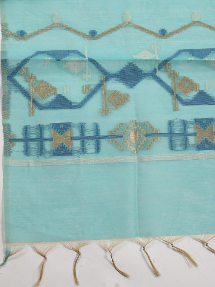 Jamdani Chanderi Unstitched Suit Piece With Dupatta
