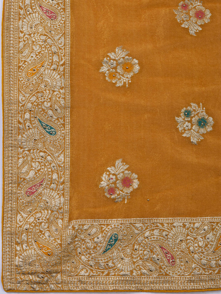 Woven Tissue Unstitched Suit Piece With Dupatta