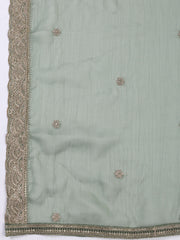 Neck Embroidered Tissue Unstitched Suit With Dupatta