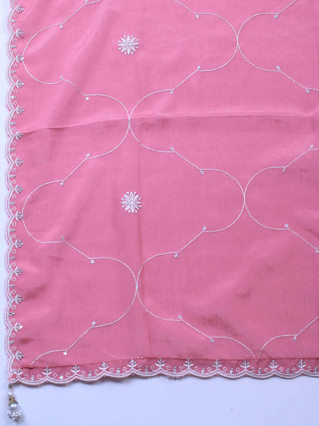 Embroidered Art Silk Unstitched Suit Piece With Dupatta