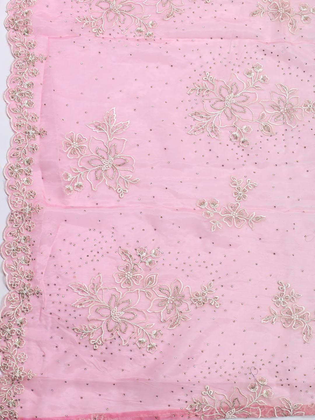 Neck Embroidery Organza Unstitched Suit Piece With Dupatta