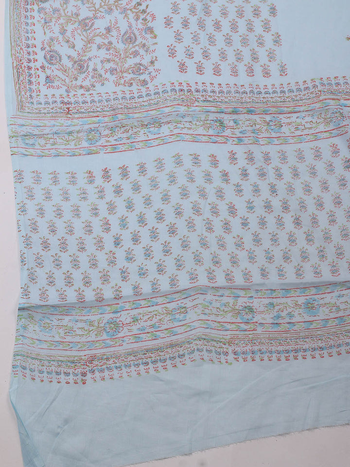 Printed Cotton Blend Unstitched Suit Piece With Dupatta