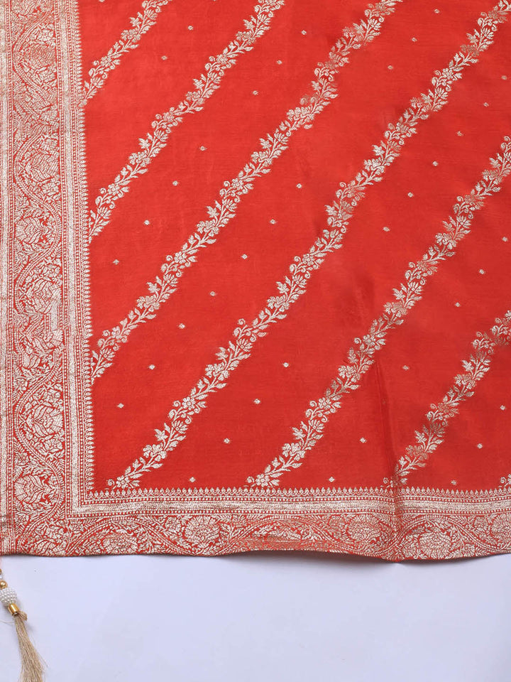 Embroidery Chanderi Unstitched Suit With Dupatta