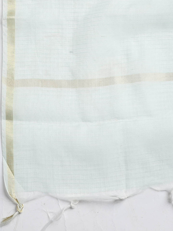 Neck Embroidered Cotton Blend Unstitched Suit With Dupatta