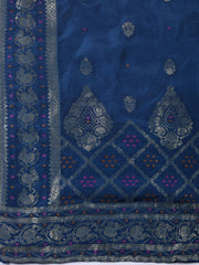 Neck Embroidered Chanderi Unstitched Suit Piece With Dupatta