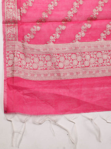 Ethnic Motifs Woven Chanderi Unstitched Suit With Dupatta