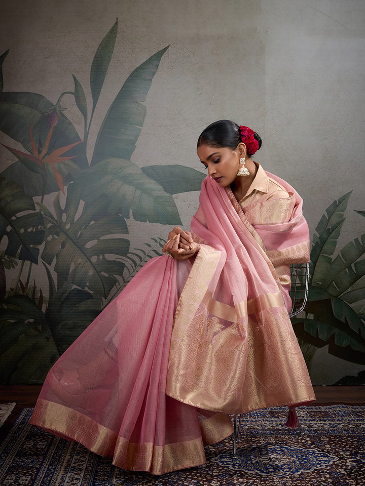 Woven Border Plain Art Silk Saree