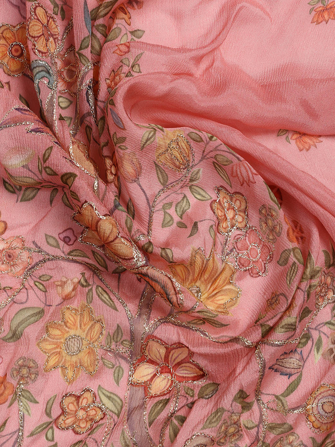 Gota Work Muslin Unstitched Suit Piece With Dupatta