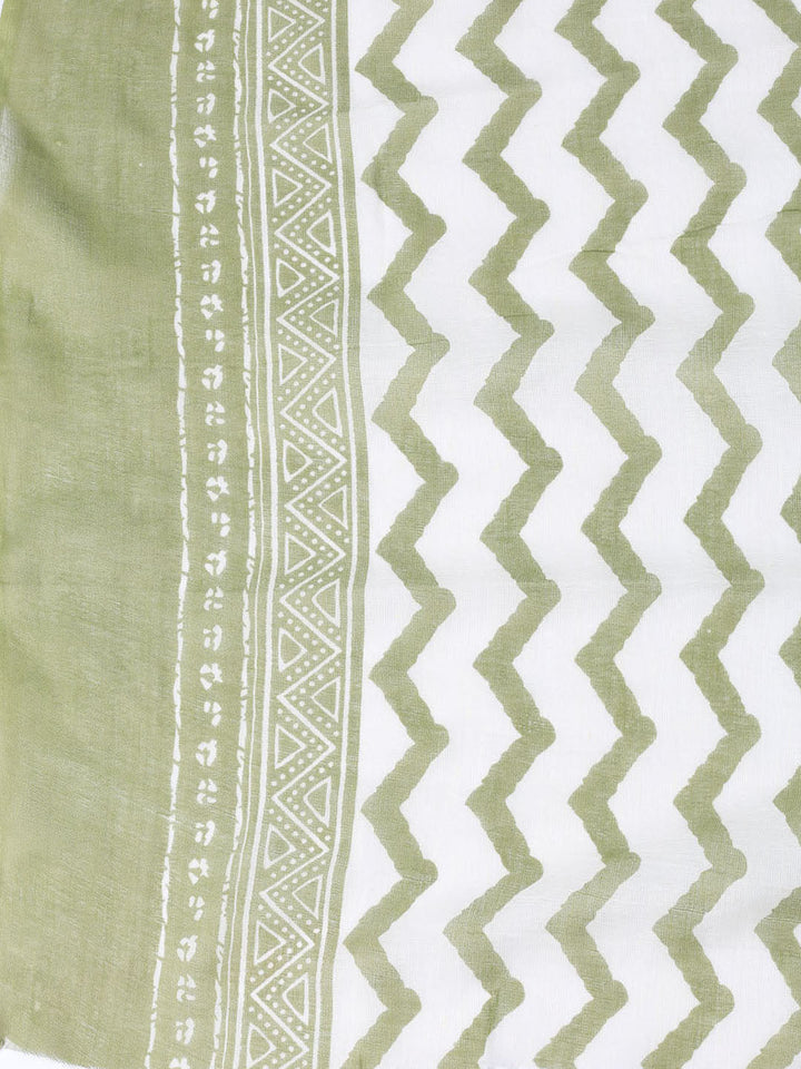 Printed Cotton Blend Unstitched Suit With Dupatta