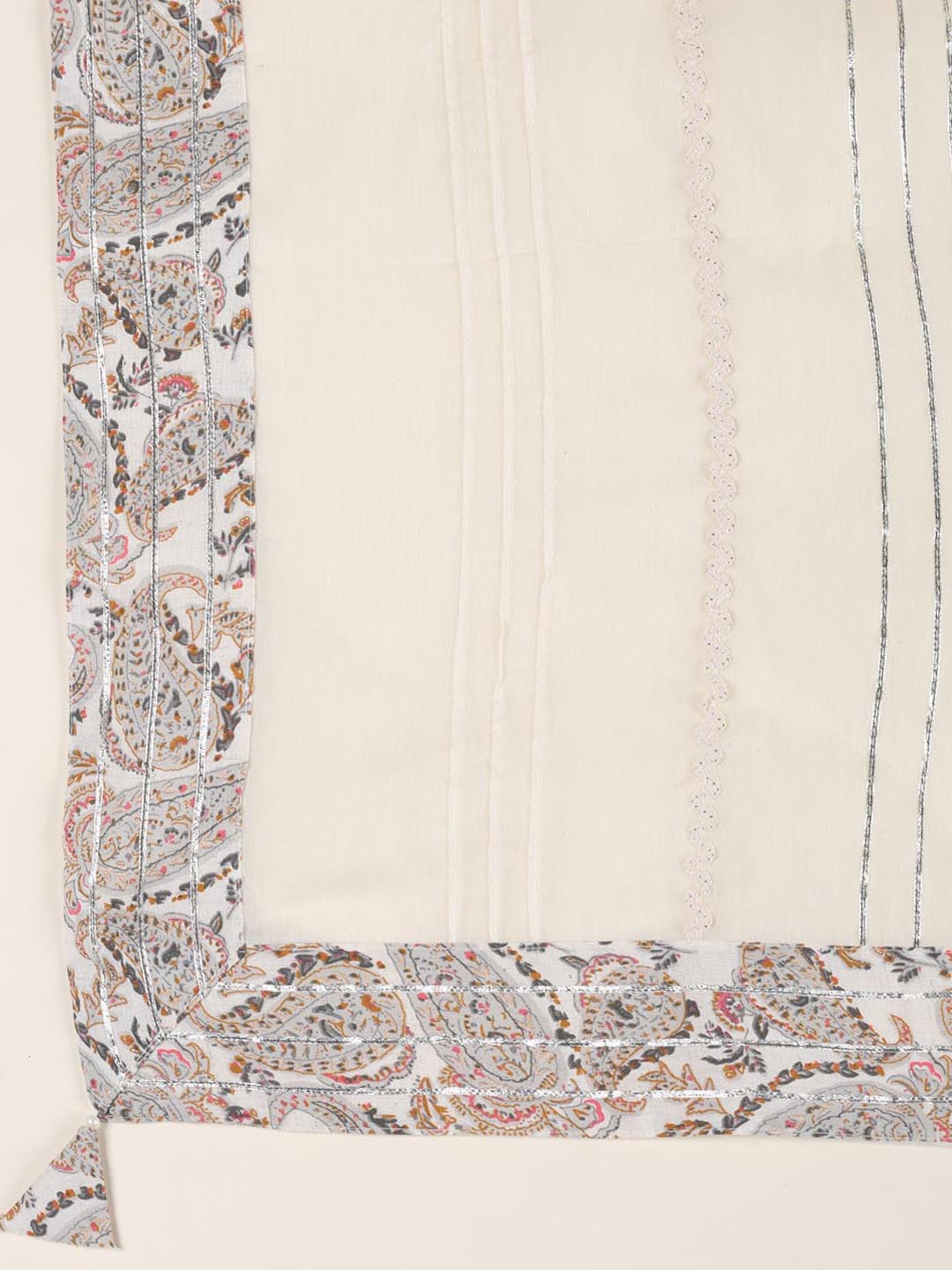 Neck Embroidered Chanderi Unstitched Suit Piece With Dupatta