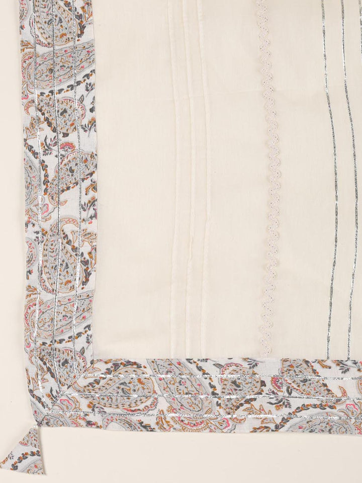 Neck Embroidered Chanderi Unstitched Suit Piece With Dupatta