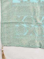 Neck Patti Printed Chanderi Unstitched Suit With Dupatta