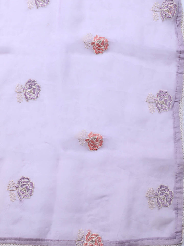 Neck Embroidery Organza Unstitched Suit Piece With Dupatta