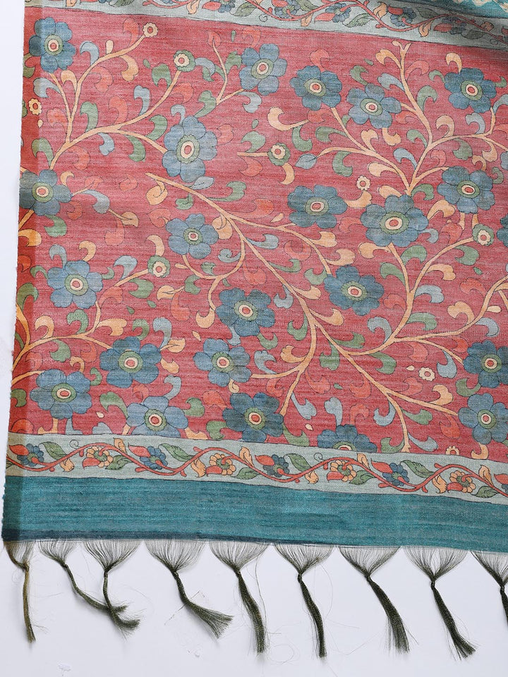 Neck Embroidered Tussar Unstitched Suit Piece With Dupatta