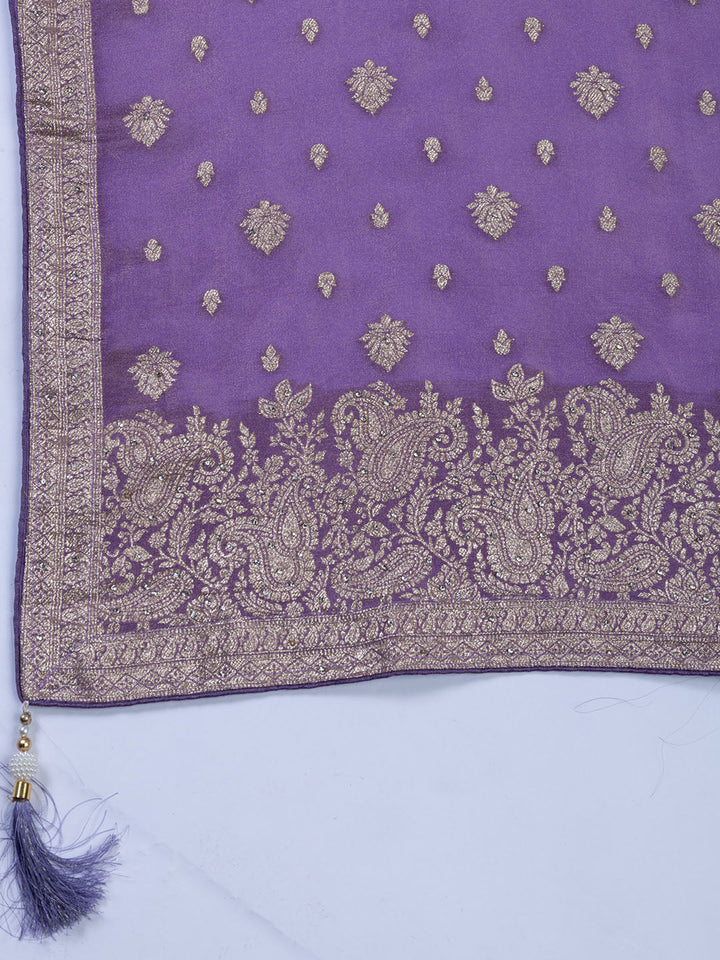 Embroidered Tissue Unstitched Suit With Dupatta