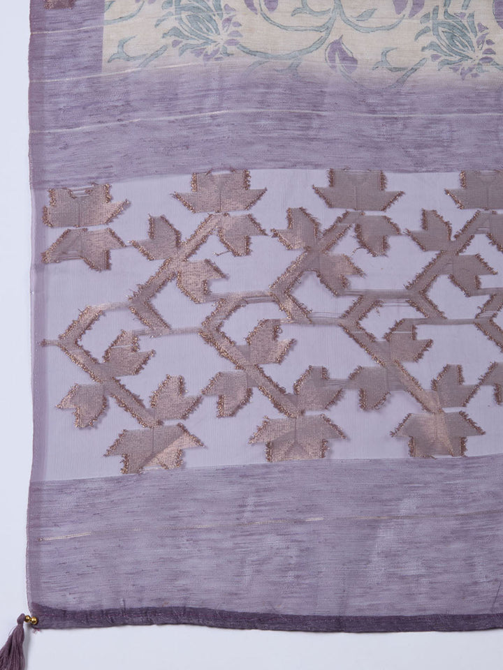 Woven Tissue Unstitched Suit With Dupatta
