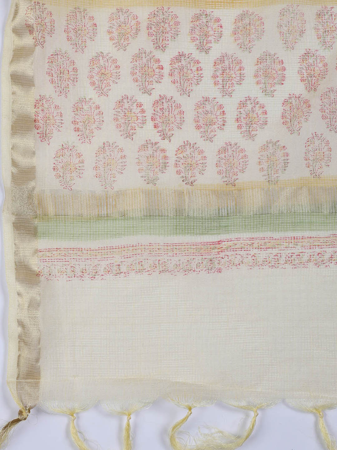 Neck Work Cotton Blend Unstitched Suit With Dupatta