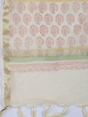 Neck Work Cotton Blend Unstitched Suit With Dupatta