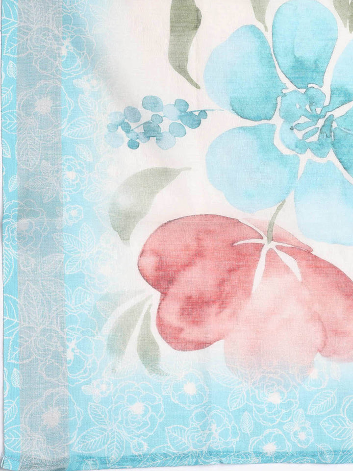 Printed Linen Unstitched Suit With Dupatta