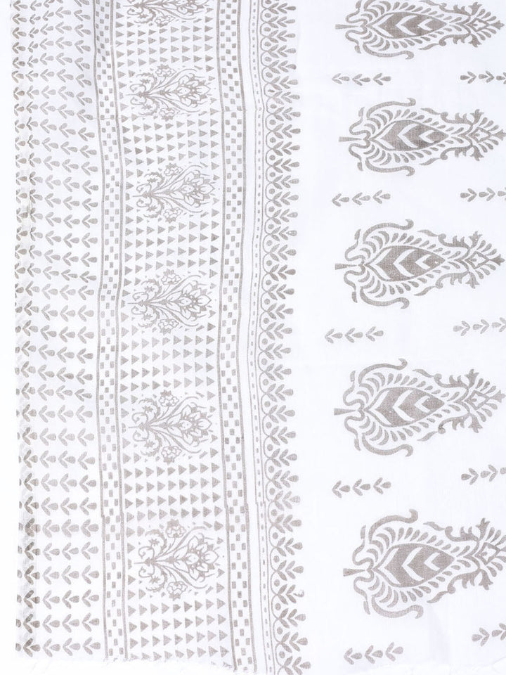 Printed Cotton Blend Unstitched Suit With Dupatta