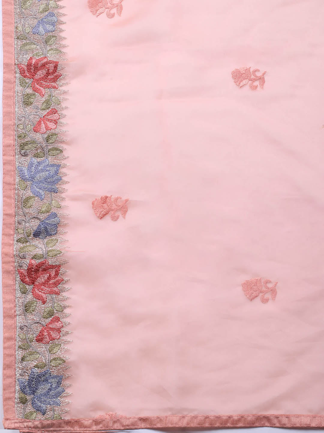 Neck Embroidery Organza Unstitched Suit Piece With Dupatta