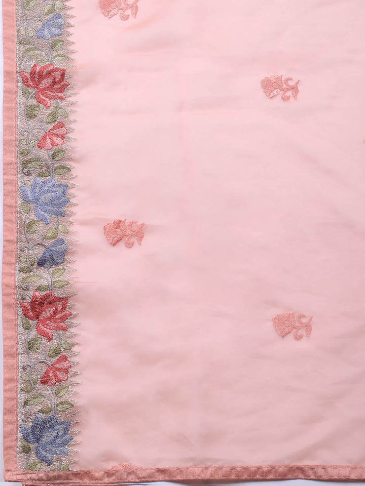 Neck Embroidery Organza Unstitched Suit Piece With Dupatta