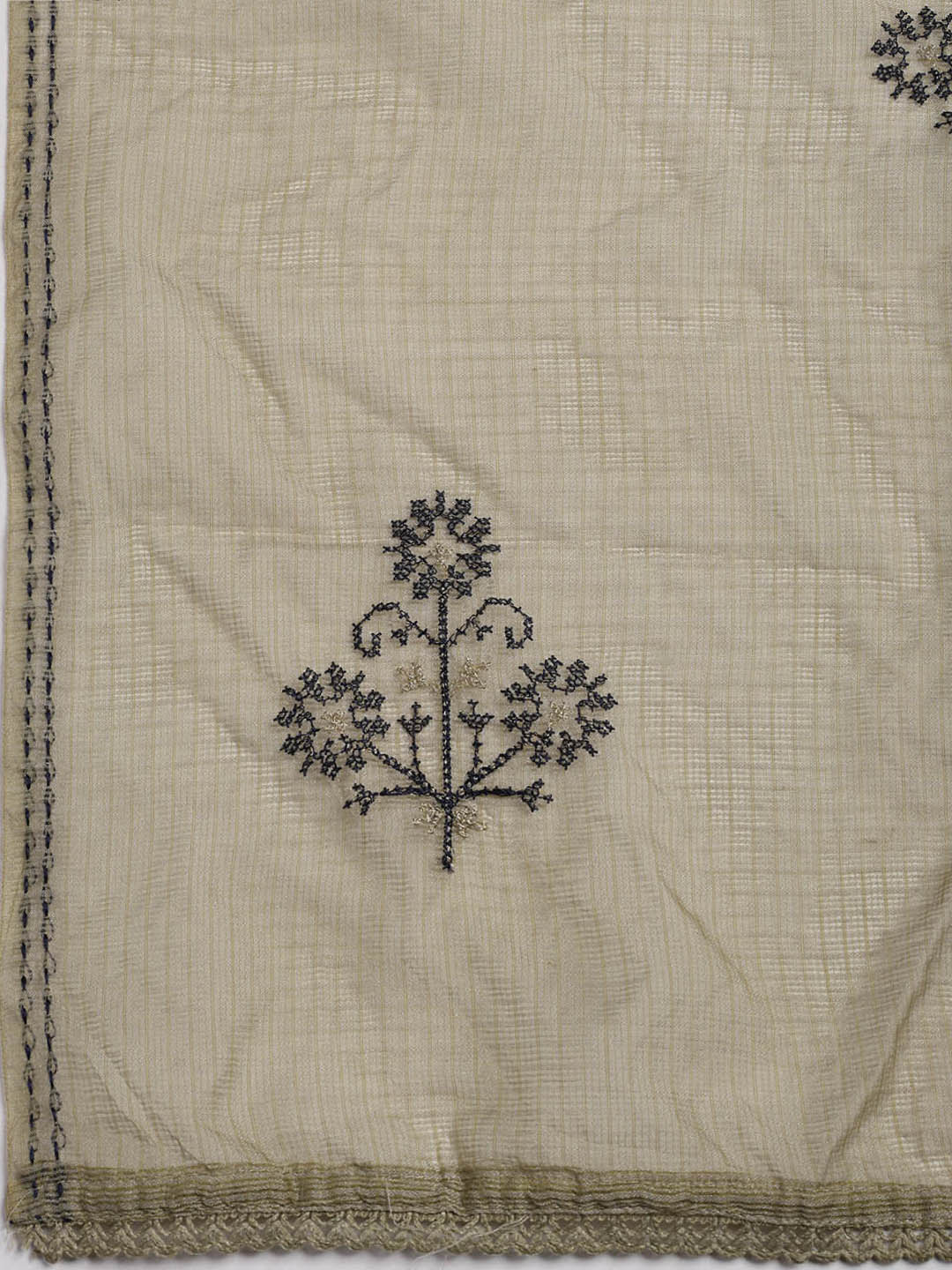 Embroidered Cotton Blend Unstitched Suit Piece With Dupatta