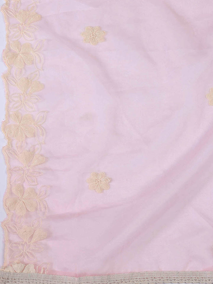 Neck Embroidery Chanderi Unstitched Suit With Dupatta