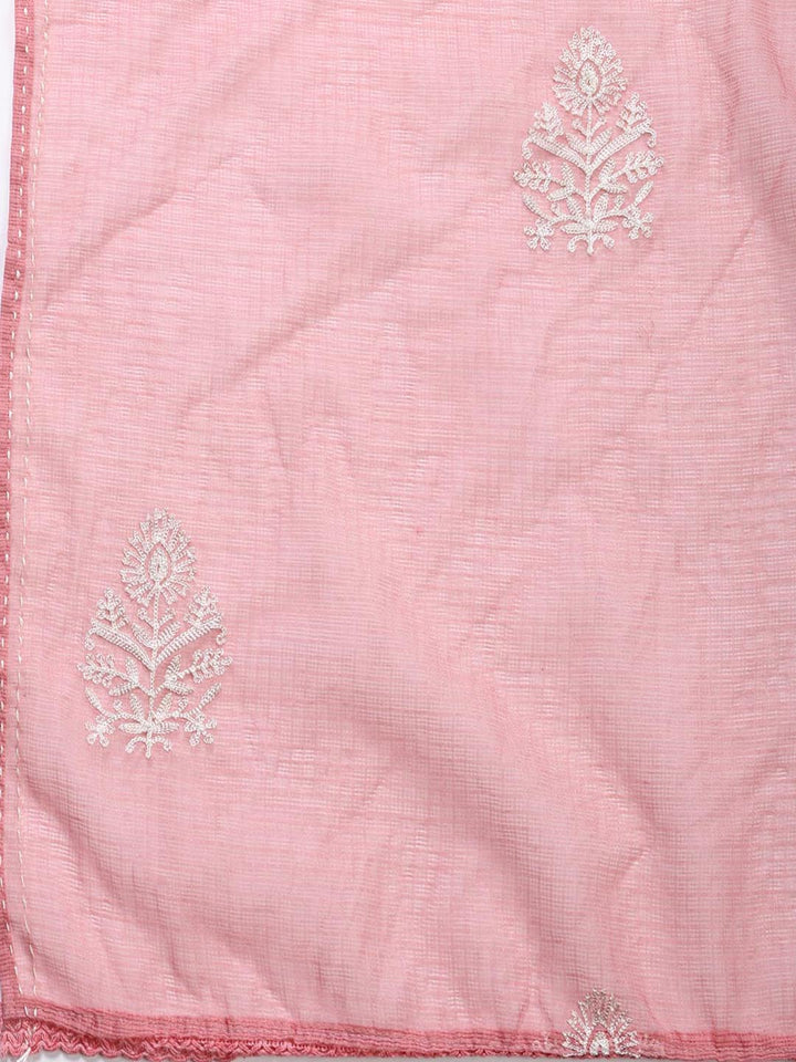 Neck Embroidered Cotton Blend Unstitched Suit Piece With Dupatta