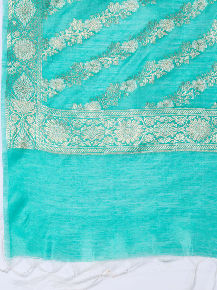 Woven Chanderi Unstitched Suit With Dupatta