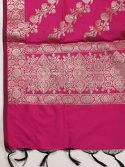 Woven Banarasi Chanderi Unstitched Suit With Dupatta