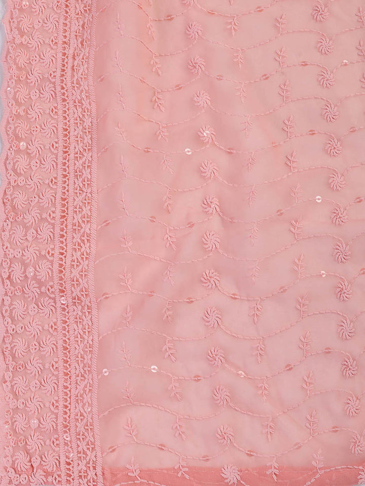 Chiken Work Georgette Unstitched Suit With Dupatta