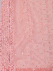 Chiken Work Georgette Unstitched Suit With Dupatta
