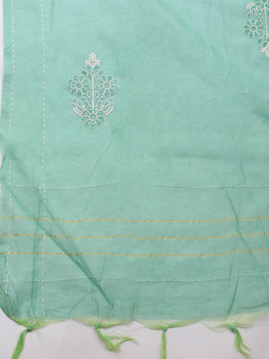 Neck Embroidery Cotton Blend Unstitched Suit With Dupatta