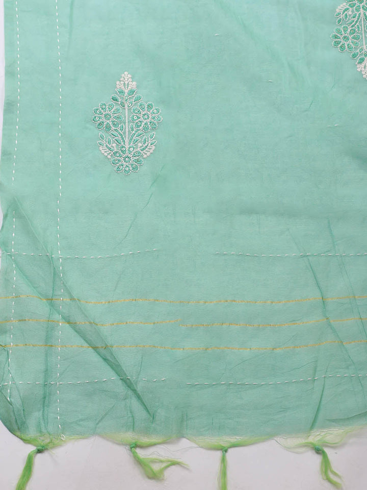 Neck Embroidery Cotton Blend Unstitched Suit With Dupatta