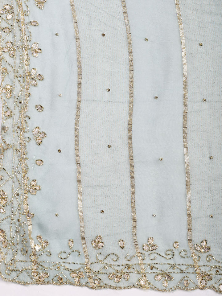 Neck Embroidered Tissue Unstitched Suit With Dupatta