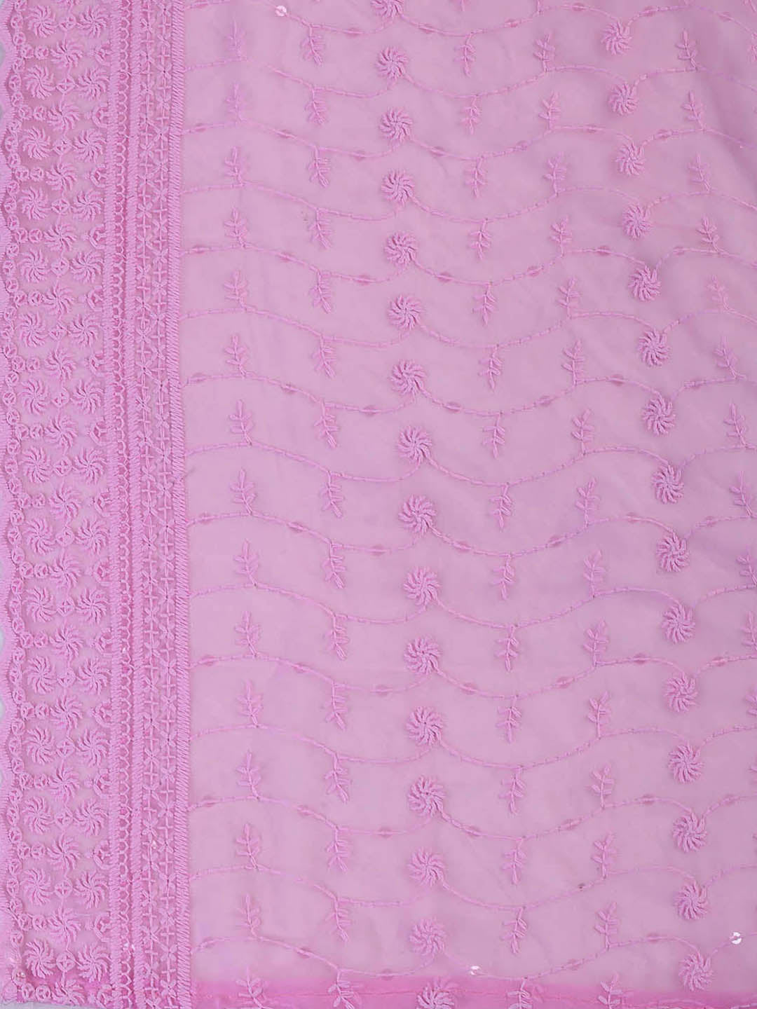 Chiken Work Georgette Unstitched Suit With Dupatta