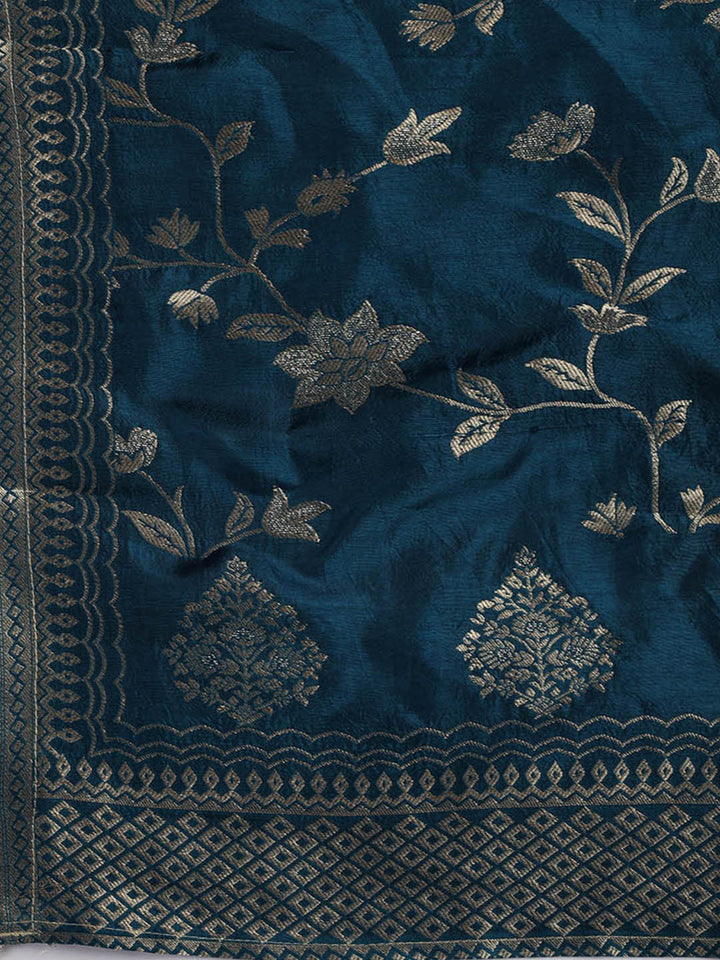 Embroidery Chanderi Unstitched Suit With Dupatta