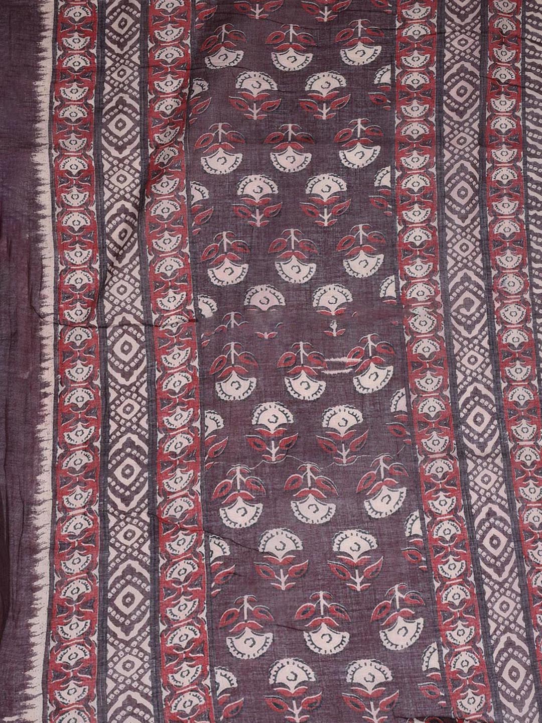 Floral Printed Cotton Unstitched Suit With Dupatta