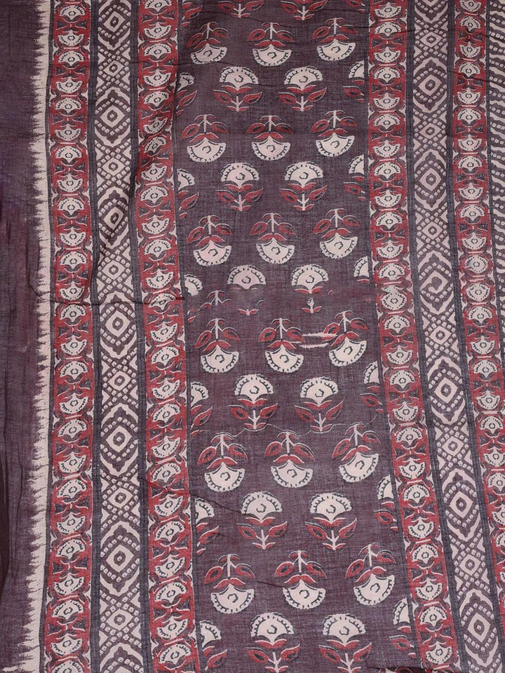 Floral Printed Cotton Unstitched Suit With Dupatta