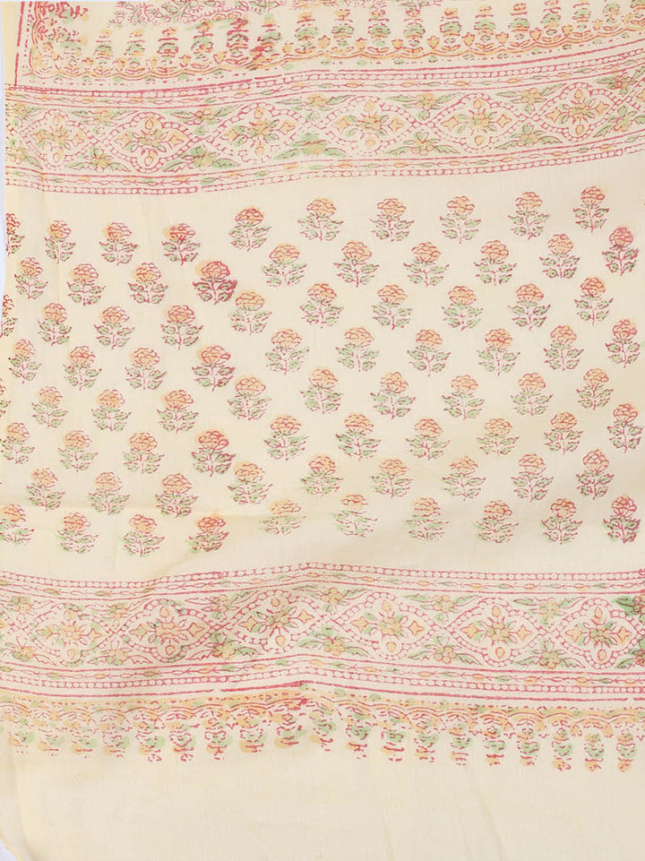 Neck Work Cotton Blend Unstitched Suit With Dupatta