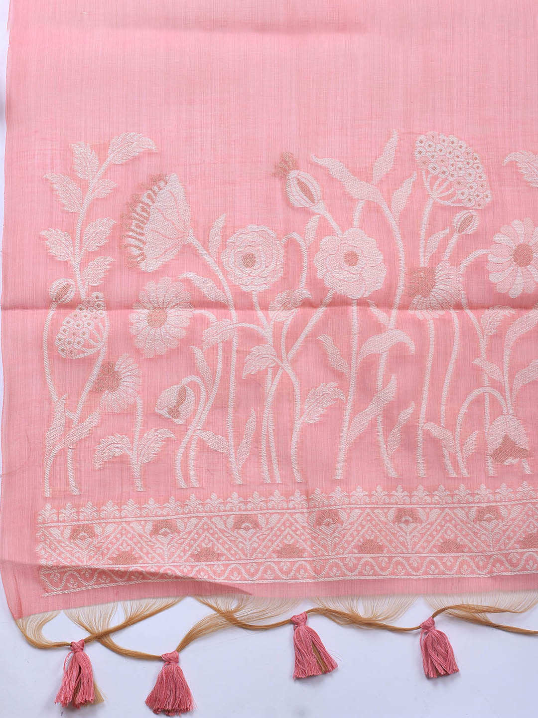 Neck Embroidery Chanderi Unstitched Suit With Dupatta