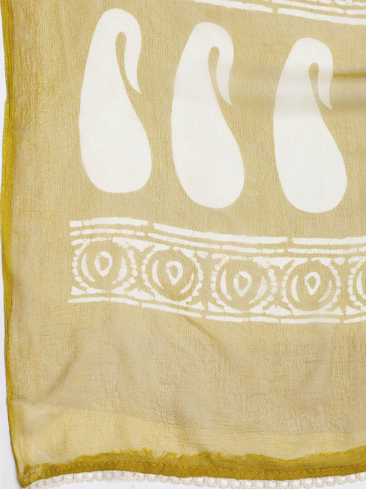 Printed Cotton Blend Unstitched Suit With Dupatta