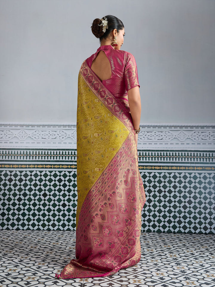 Woven Design Meenakari Kanjivaram Silk Saree