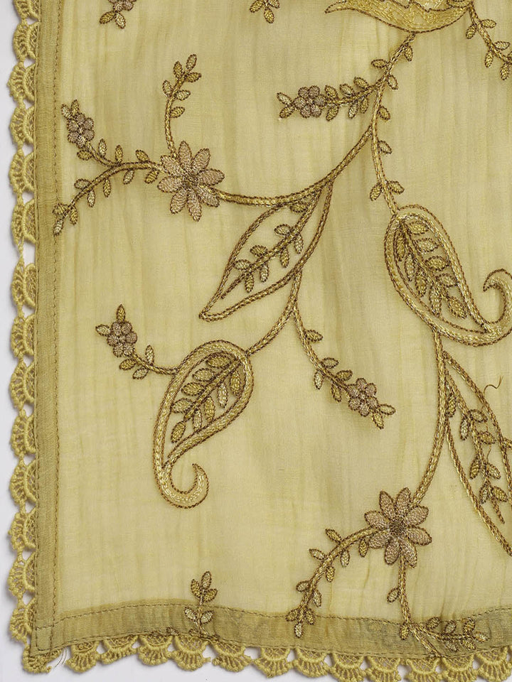 Embroidery Chanderi Unstitched Suit With Dupatta